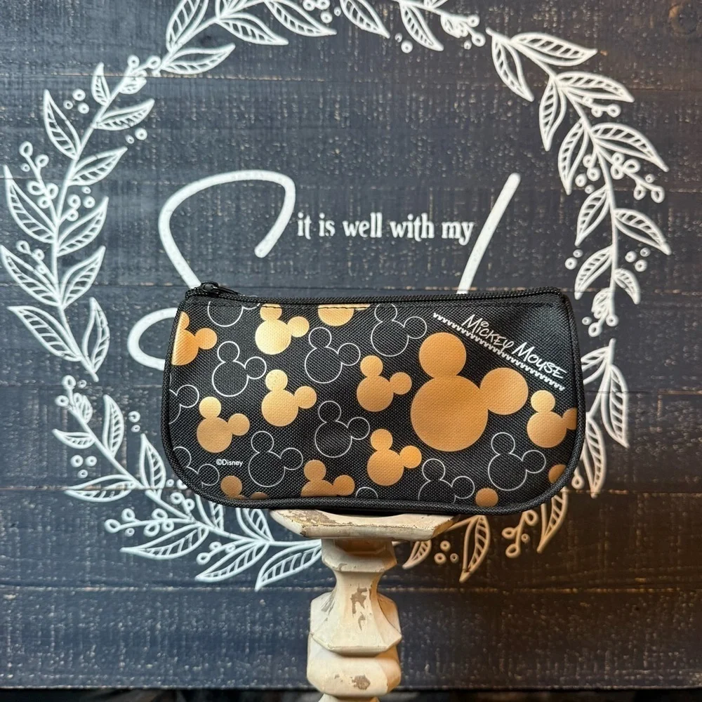 Mickey Mouse Black and Gold  Small Cosmetic Bag